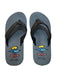 Rip Curl blue and grey open toe flip flops with wave and sun graphic design