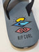 Rip Curl open toe flip flop with blue and grey footbed and colorful logo detail