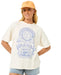 Rip Curl San Carlos Heritage tee in bone with blue sun and cactus graphic, worn by woman