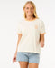 Rip Curl women's ringer tee in bone with orange trim, surf clothing, casual summer wear