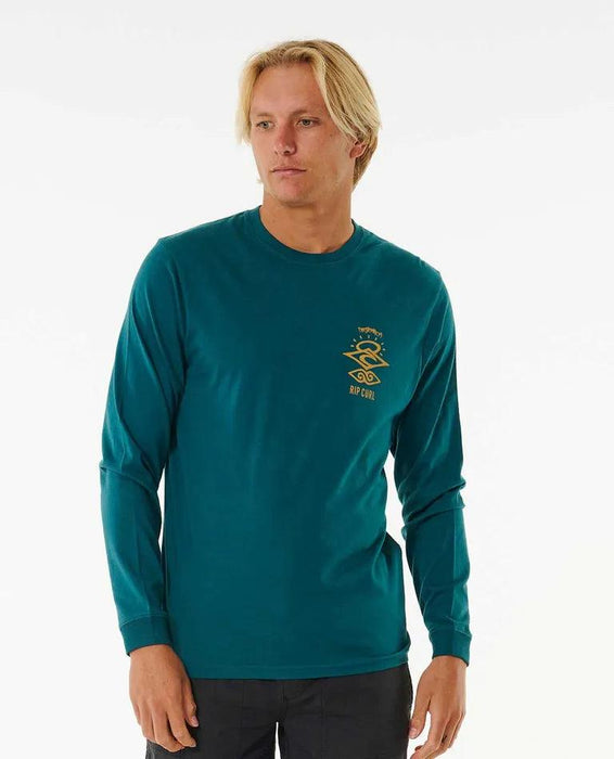 Rip Curl Search Icon Long Sleeve Tee Blue Green - Boardworx