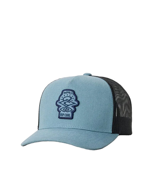 Rip Curl kids trucker cap in faded denim blue with mesh back and logo patch