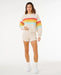Rip Curl Surf Revival fleece shorts in oatmeal, rainbow stripes, women's surf clothing
