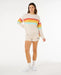 Rip Curl Surf Revival relaxed crew sweatshirt in oatmeal with rainbow stripes, women's surf clothing