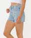 Rip Curl Tabby denim shorts in vintage blue, women's surf clothing, watersports apparel