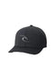 Rip Curl black Flexfit cap with embroidered wave logo, surf clothing accessory