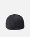 Rip Curl black Flexfit cap with subtle logo, surf clothing accessory, rear view