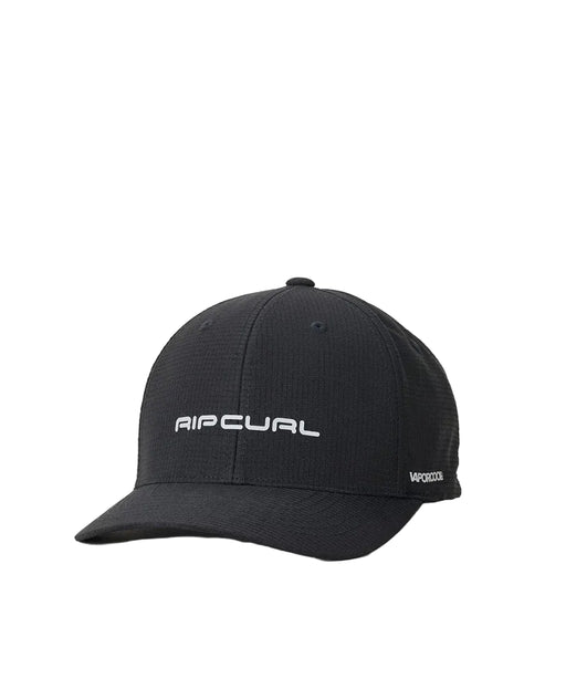 Rip Curl black Flexfit cap with Vapourcool logo, watersports surf clothing accessory