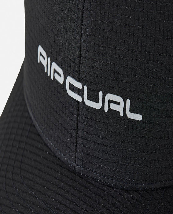 Rip Curl VaporCool Aerotech Flexfit black surf cap with textured fabric and logo