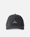 Rip Curl black Flexfit cap with logo, surf clothing accessory for watersports