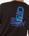 Rip Curl black t-shirt with blue Search logo, surf clothing for watersports