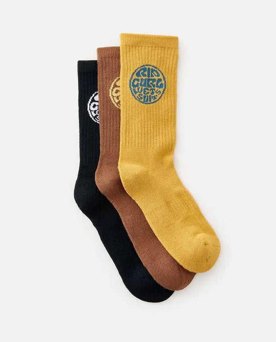 Rip Curl Wet Crew Mens Socks 3 pack Dusted Chocolate - Boardworx