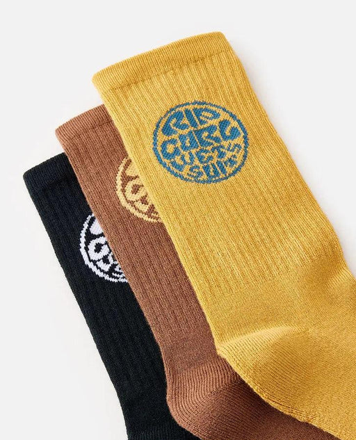 Rip Curl Wet Crew Mens Socks 3 pack Dusted Chocolate - Boardworx