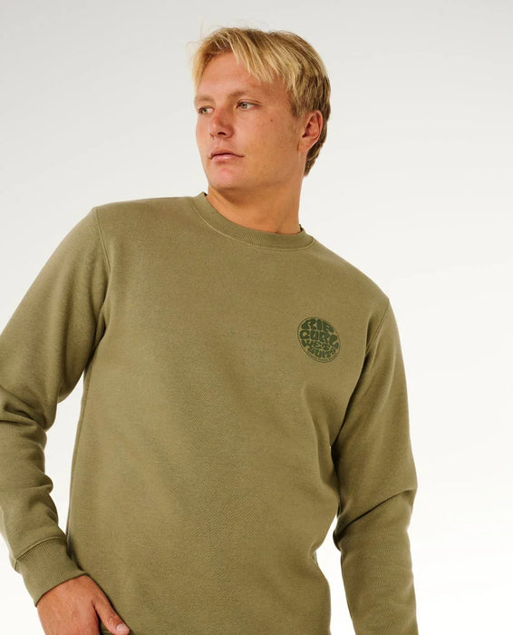 Rip Curl surplus green sweatshirt crewneck with logo, surf clothing for men