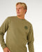 Rip Curl surplus green sweatshirt crewneck with logo, surf clothing for men