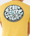 Rip Curl ochre t-shirt with large logo and floral print on back, surf clothing
