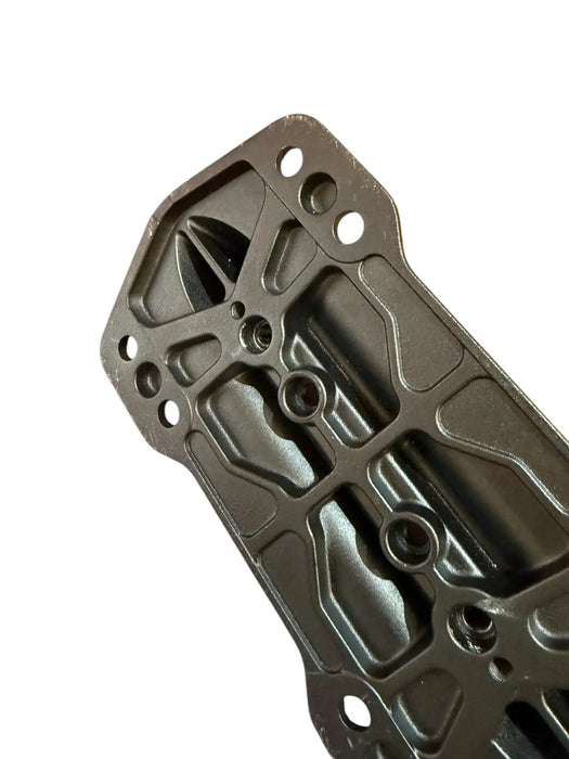 Sabfoil alloy mast plate with multiple bolt holes, metallic finish, for wing foiling