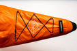 Sandbanks orange inflatable kayak nose with bungee cords and logo detail