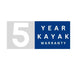 5 year kayak warranty white and blue badge