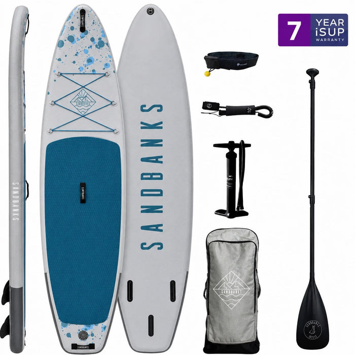 Sandbanks Ultimate RS Cruiser 10'8 inflatable paddle board package with paddle, pump, leash and rucksack