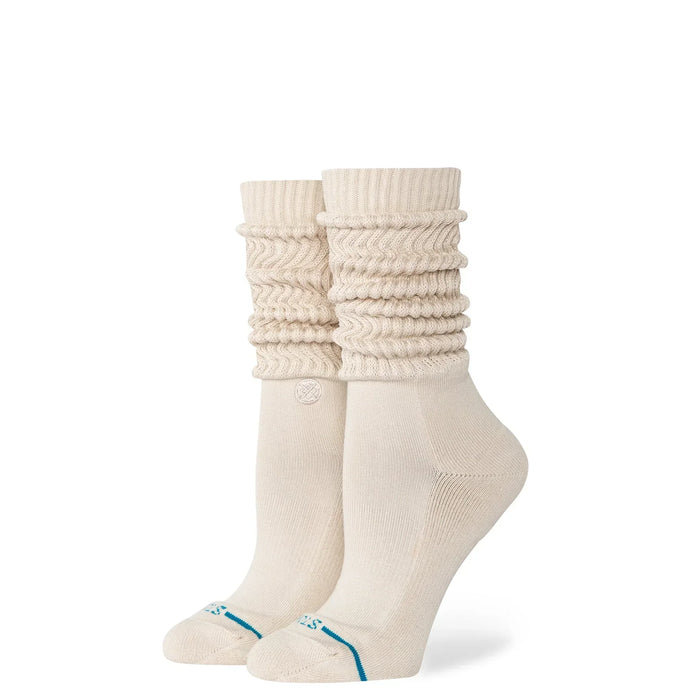 Stance cream slouch crew socks with textured knit and ribbed cuffs, surf clothing accessory