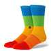 Stance Snapshot Crew socks with bold blue, green, yellow, and red stripes