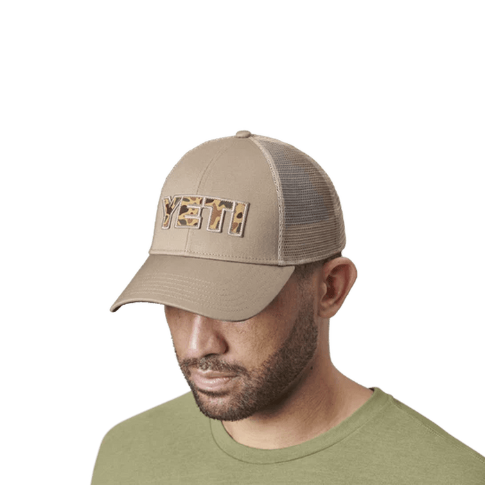 Yeti Camo Logo Khaki Trucker Cap