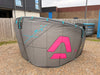 Duotone Dice SLS 9m canopy, back view, dark grey and pink