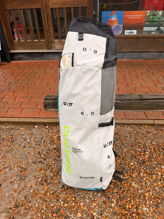 Duotone Unit 6.0 wing travel bag pictured with the used wing
