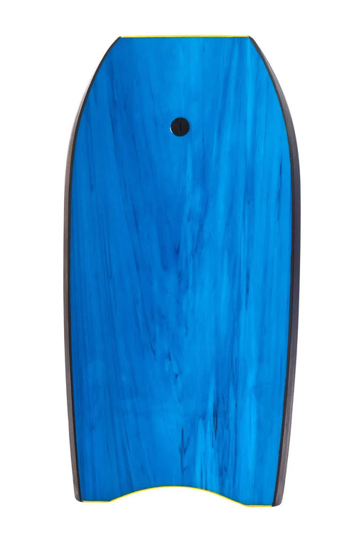 Vision Spark 42 bodyboard in vibrant blue with black rail and yellow trim, watersports equipment.