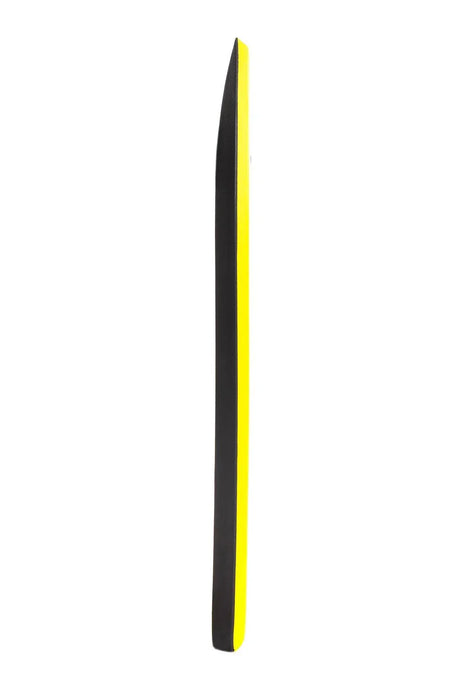 Side view of Vision Spark bodyboard, black and yellow edge, 42 inch, for watersports.