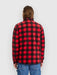 Volcom fleece shirt, red and black checked, long sleeve, back view, surf clothing