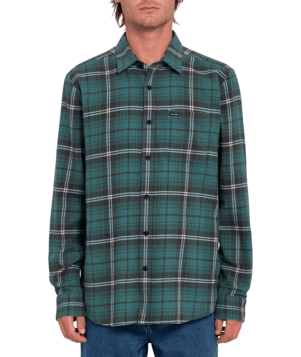 Volcom Caden Plaid Shirt Sea Green - Boardworx