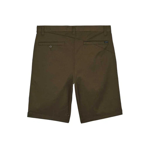 Volcom Sage green back view shorts with buttoned and zip pockets
