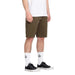 Volcom Solver shorts in sage green, men's casual knee-length shorts, side view