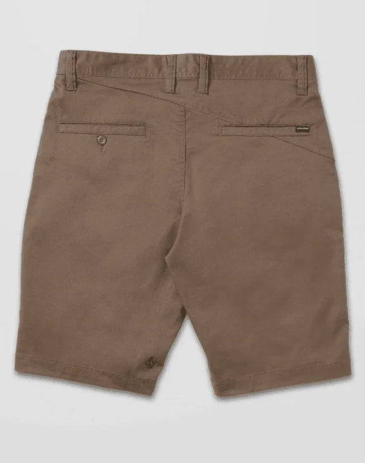 Volcom Frickin Modern Stretch Short 21 khaki, back view with pockets and belt loops