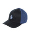 Volcom navy and black flexfit hat with embroidered stone logo on the front panel.