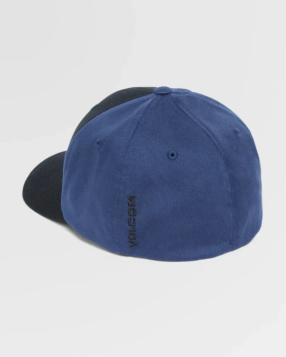 Volcom flexfit cap, navy with black brim, embroidered Volcom logo on side