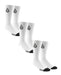 Volcom white crew socks 3 pack with black logo and black toe, surf skate clothing