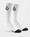 Volcom white crew socks 3 pack with black toes and logo, surf clothing accessory
