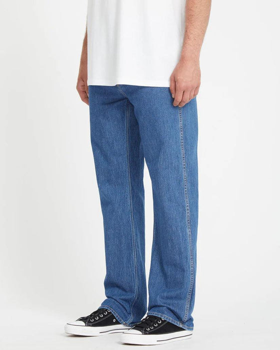 Volcom Modown jeans bold blue, loose fit surf skate pants, classic denim style