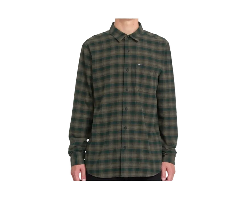 Volcom Caden plaid shirt in Wintermoss, front