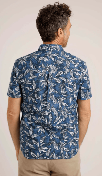 Weird Fish Faraway Organic Short Sleeve Printed Shirt Ensign Blue - Boardworx