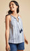 Weird Fish Marciana Organic Cotton Striped Woven Top Navy - Boardworx
