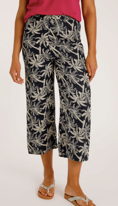 Weird Fish Tresco Lenzing EcoVero™ Cropped Trousers Midnight - Boardworx