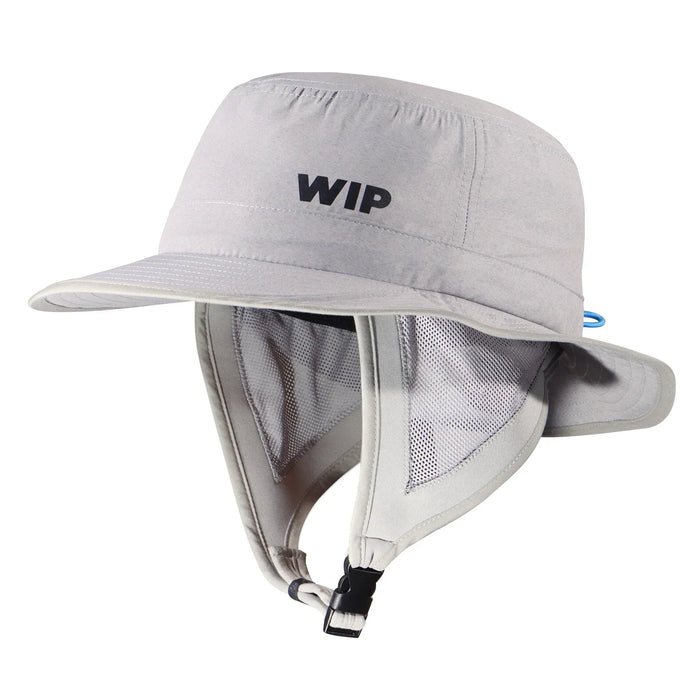 WIP grey surf hat with ear protection and chin strap for watersports