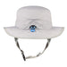 Grey Shell brand surf hat with chin strap and adjustable toggle, ideal for watersports.