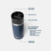 Yeti Rambler 12oz navy insulated travel bottle with leakproof cap and cupholder compatibility