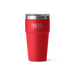 YETI Rambler 20 oz stackable insulated cup in rescue red with clear lid
