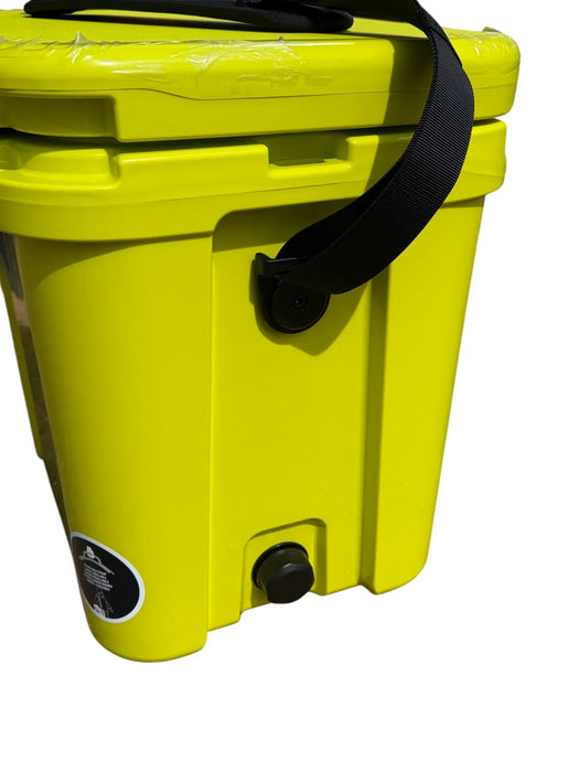 YETI Roadie 24 yellow cooler with black carry strap, ideal for watersports and beach trips